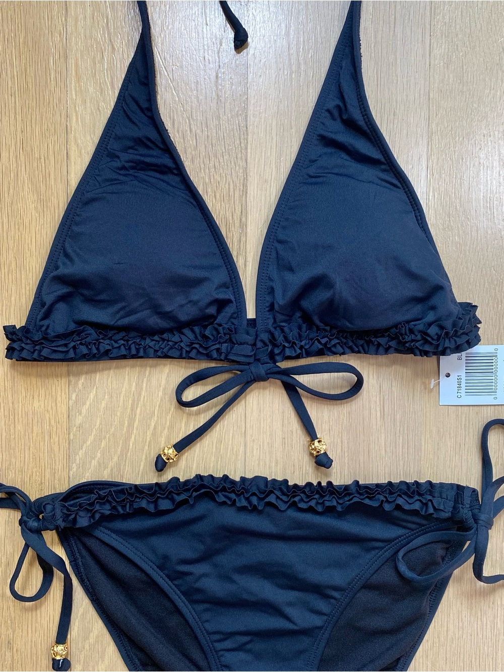 Rampage Black Ruffle Bikini Minimalist Chic Coquette Resort Vacation Swim Large - Picture 3 of 16